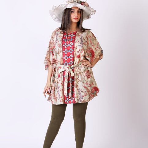 Muslin Chintz Print Short Kaftan