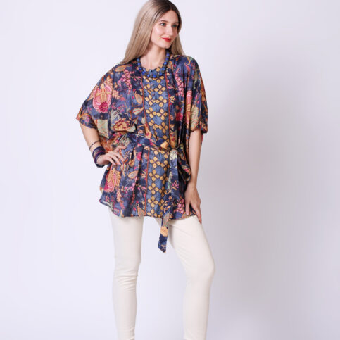 Muslin Chintz Print Short Kaftan