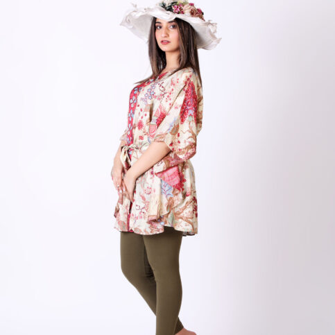 Muslin Chintz Print Short Kaftan