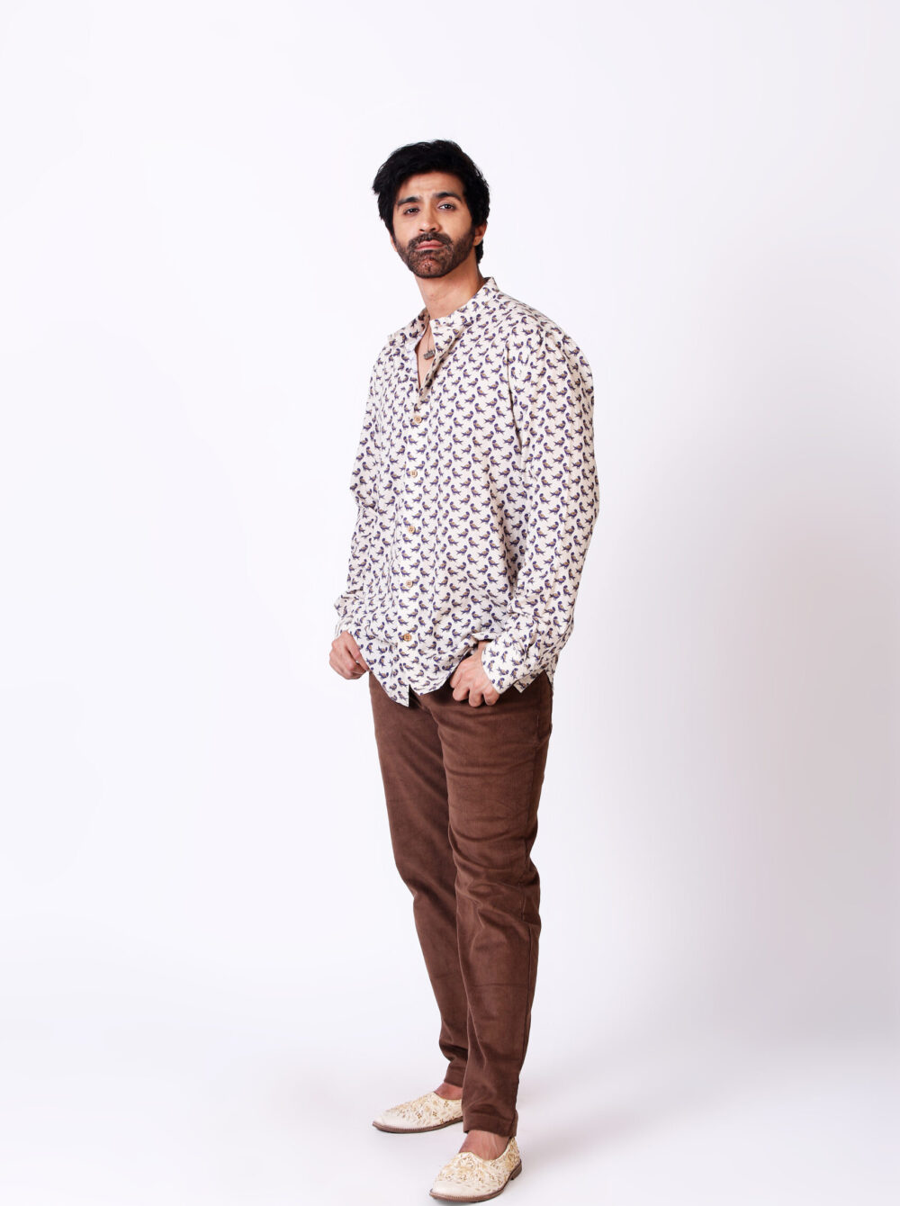 Parrot Printed Cotton Voile Shirt