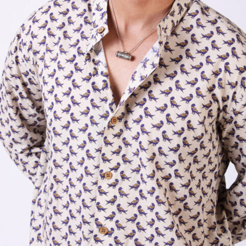 Parrot Printed Cotton Voile Shirt