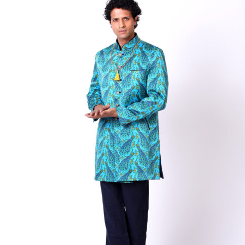 Peacock Printed Sherwani Jacket