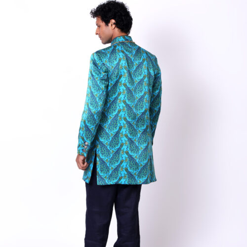 Peacock Printed Sherwani Jacket