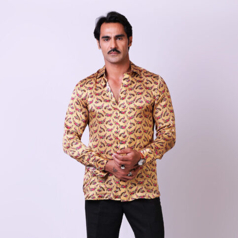 Peacock Printed Silk Shirt