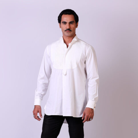 Placement Cotton Pintuck Tuxedo Shirt