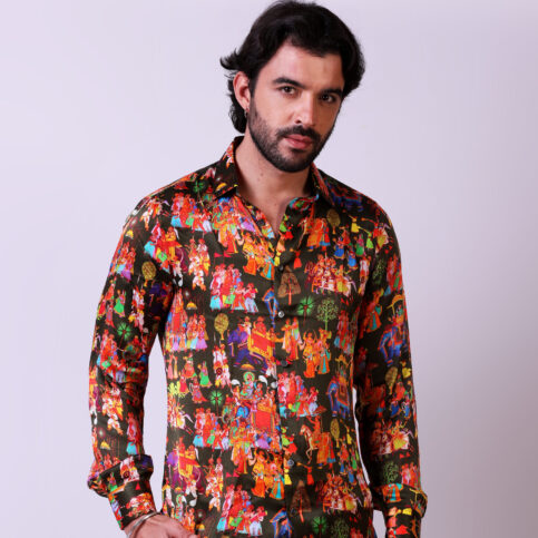 Procession Printed Silk Shirt