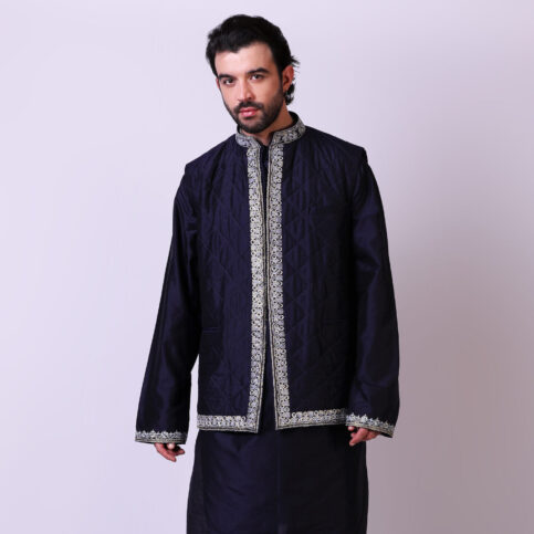 Quilted Embroidered Spun Silk Coti