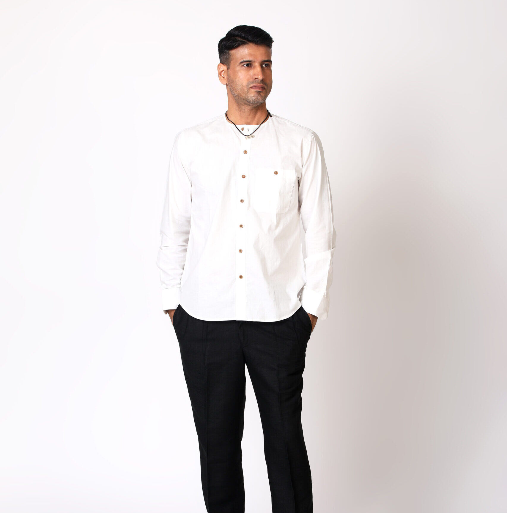 Southindian Cotton No Collar Shirt Burlingtons