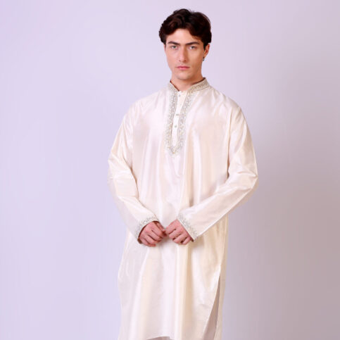 Spun Silk Embroidered Kurta