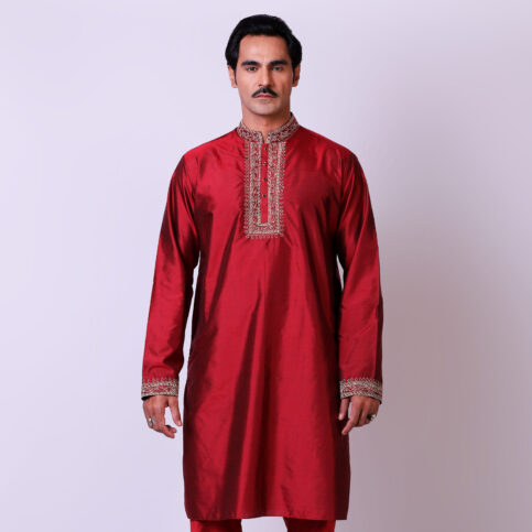 Spun Silk Embroidered Kurta