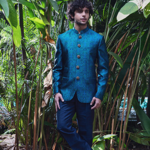 Tanchoi Silk Nehru Jacket