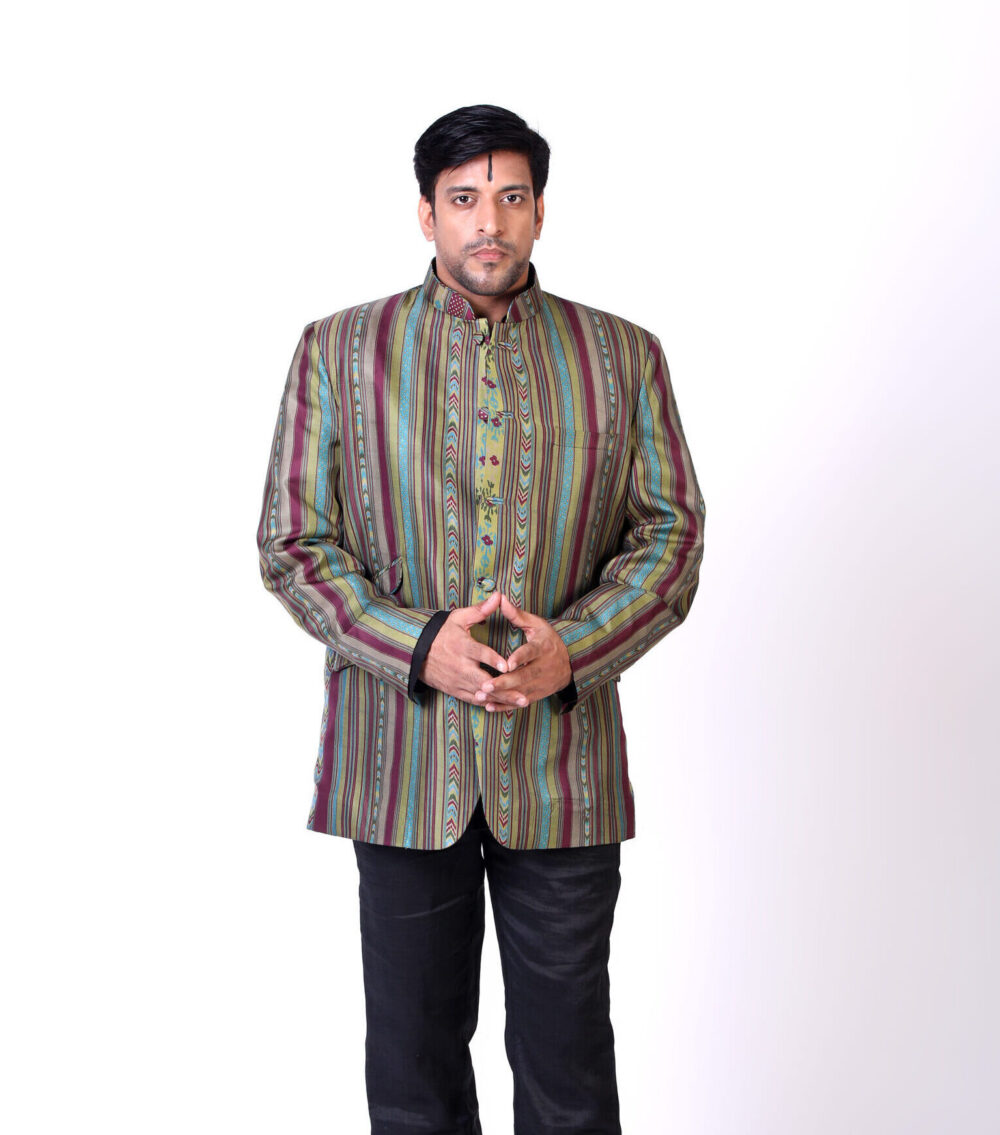 Tibetan Stripe Nehru Jacket