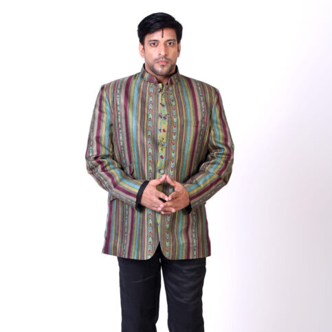 Tibetan Stripe Nehru Jacket