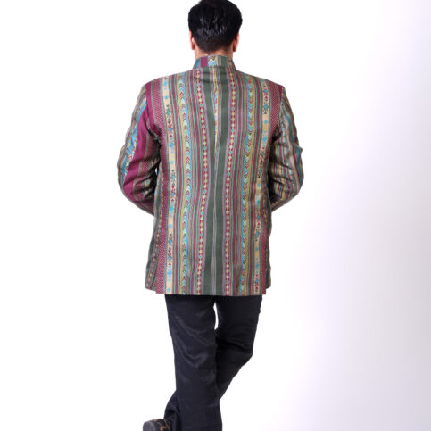 Tibetan Stripe Nehru Jacket