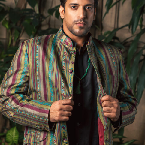 Tibetan Stripe Nehru Jacket