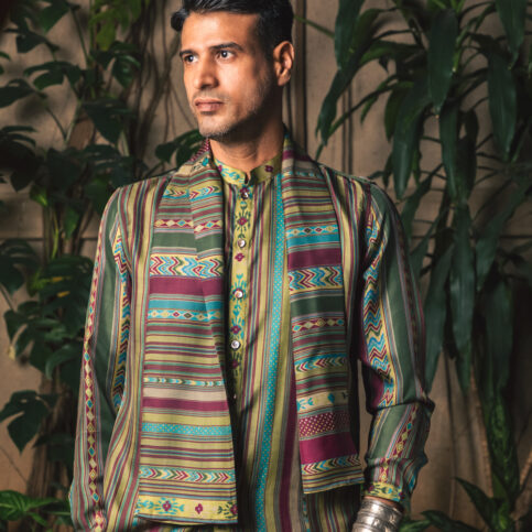 Tibetan Striped Shirt and muffler