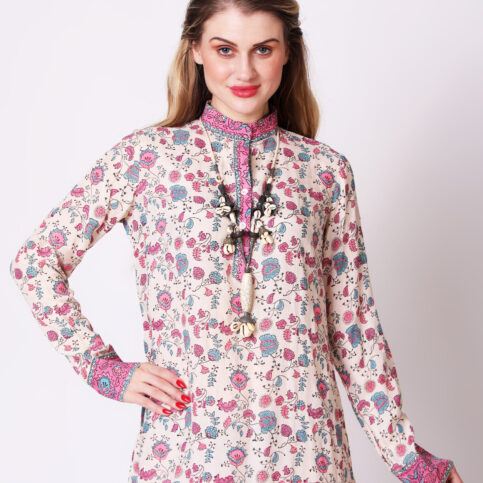 Cowry Shells And Tribal Gipsy Beeds On Corded Silk Tie Necklace