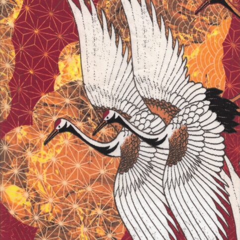 Crepe Silk Stork Print