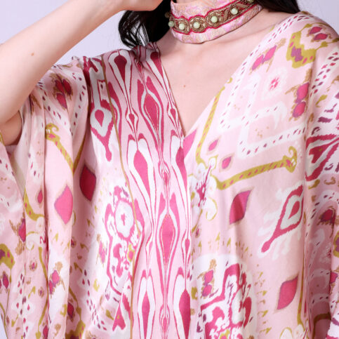 Hand Embroidered Jewelled Necklace On Silk Brocade