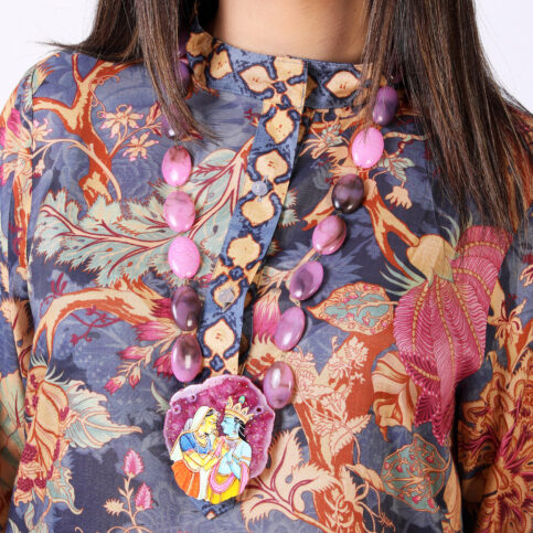 Handpainted Miniature Necklace & Earning Set