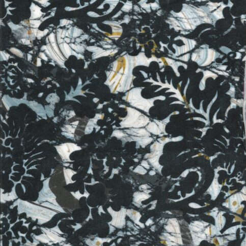 Modal Satin Orchid Flower With Marble Batik Print