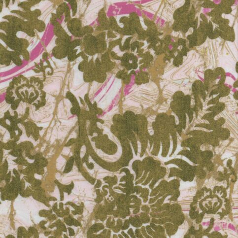 Modal Satin Orchid Flower With Marble Batik Print