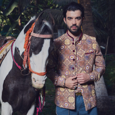 Quilted Persian Print Silk Coti