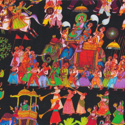 Satin Silk Procession Print