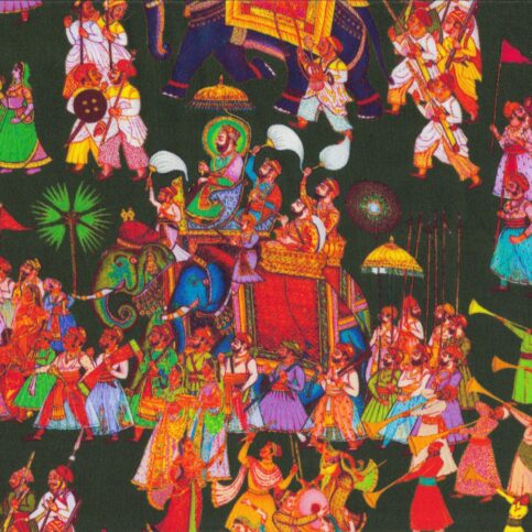 Satin Silk Procession Print