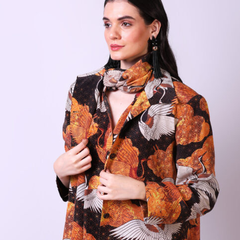 Woolen Shawl Stork Printed