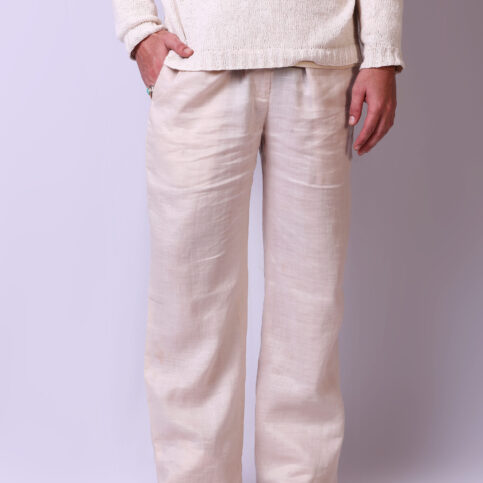 Linen Blend Drawstring Pant-Essential