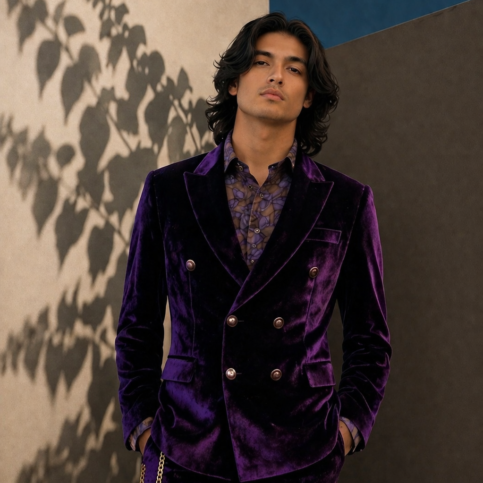 Silk velvet double breast tuxedo jacket