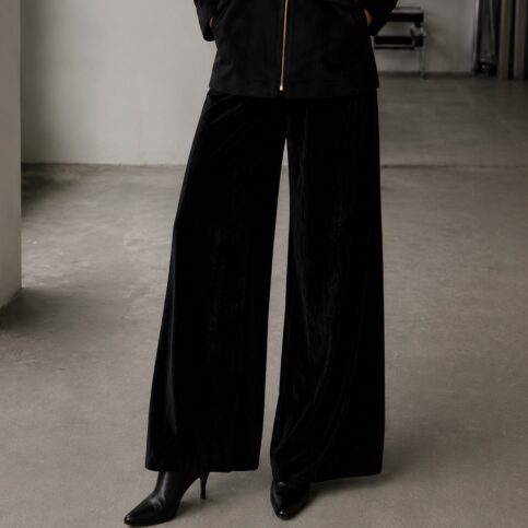 Ladies silk velvet A line palazo trouser