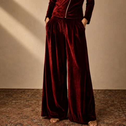 Ladies silk velvet A line palazo trouser
