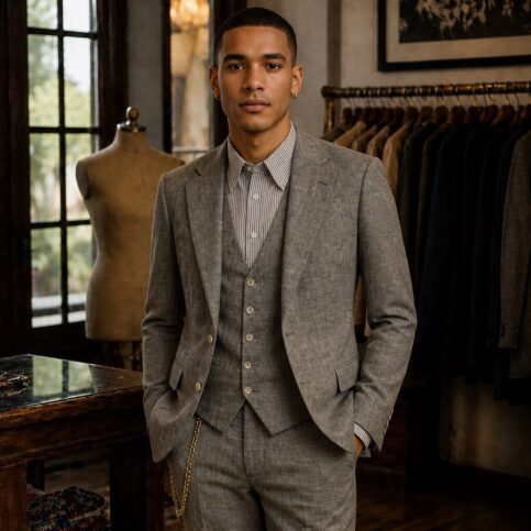 Mens casement linen suiting jacket .