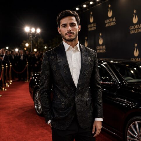Silk wool jacquard formal tuxedo jacket